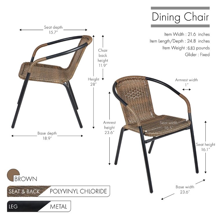 Pineville rattan stacking 2025 patio dining chair